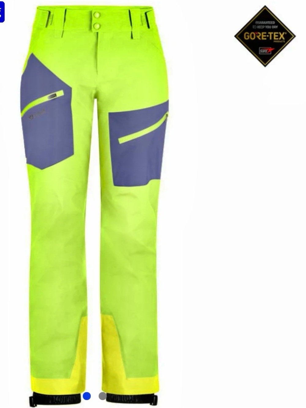 Marmot JM Pro Gore Tex Snow Pants Vibrant Green & Arctic Navy Panels Size M